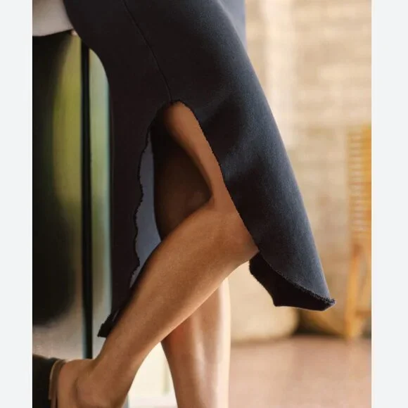 Frank & Eileen DONEGAL Unforgettable Tie Waist Skirt TRIPLE FLEECE Size: M Black - Picture 13 of 16